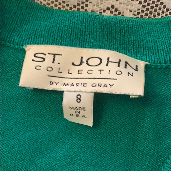 St. John Santana Knit green Cardigan Sweater Holiday Christmas - Picture 9 of 9